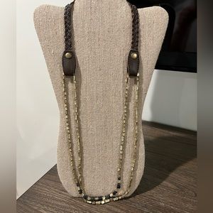 Noonday Leather and Gold Versatile Necklace